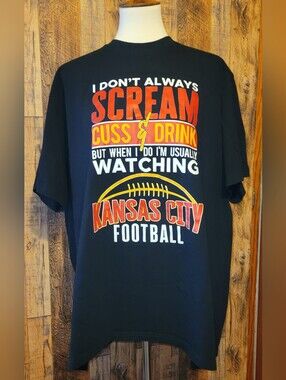 Kansas City Football Fan Tee - Black with Red & Yellow Graphics